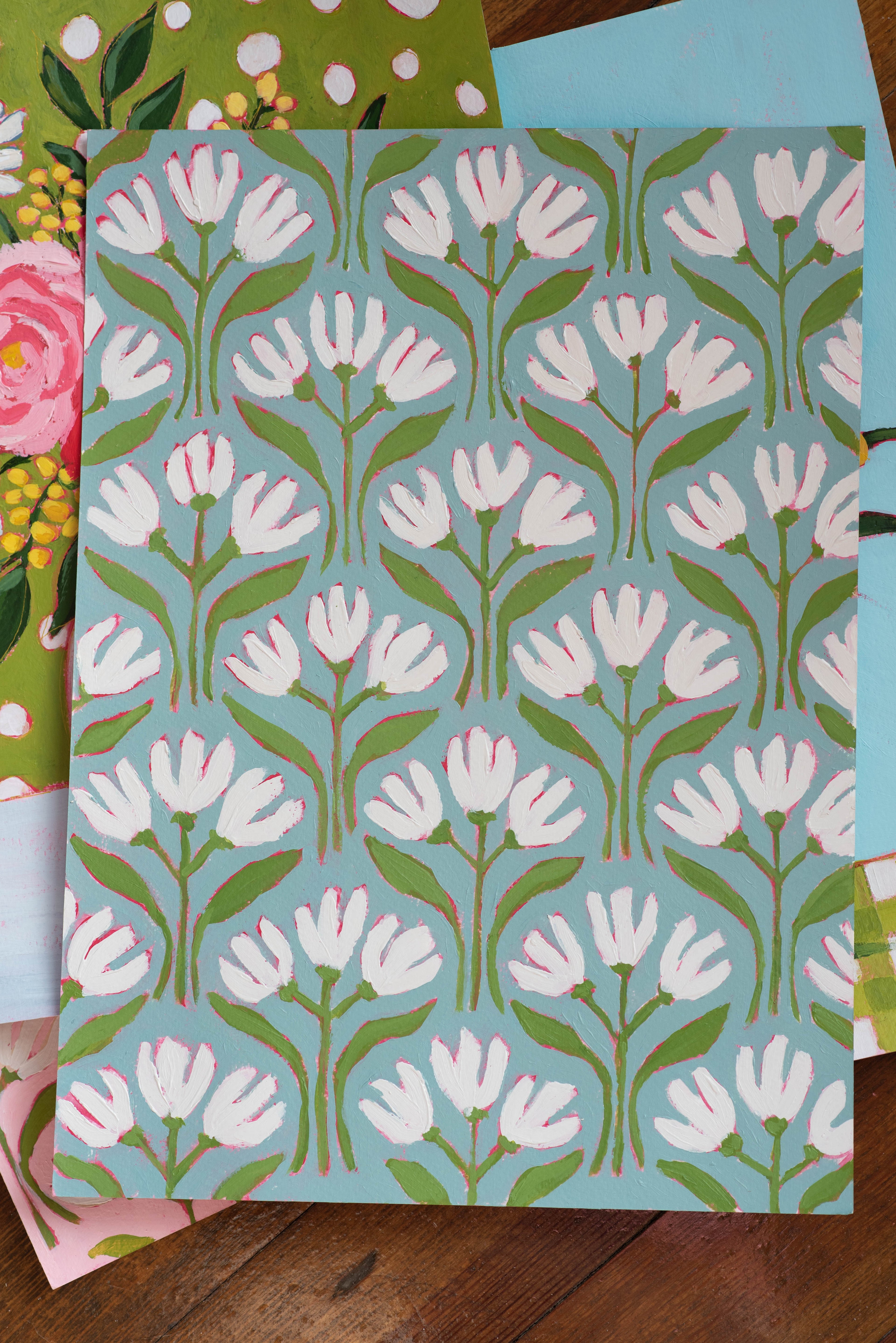 11x14 "Daisy Trio Pattern Study No. 2"