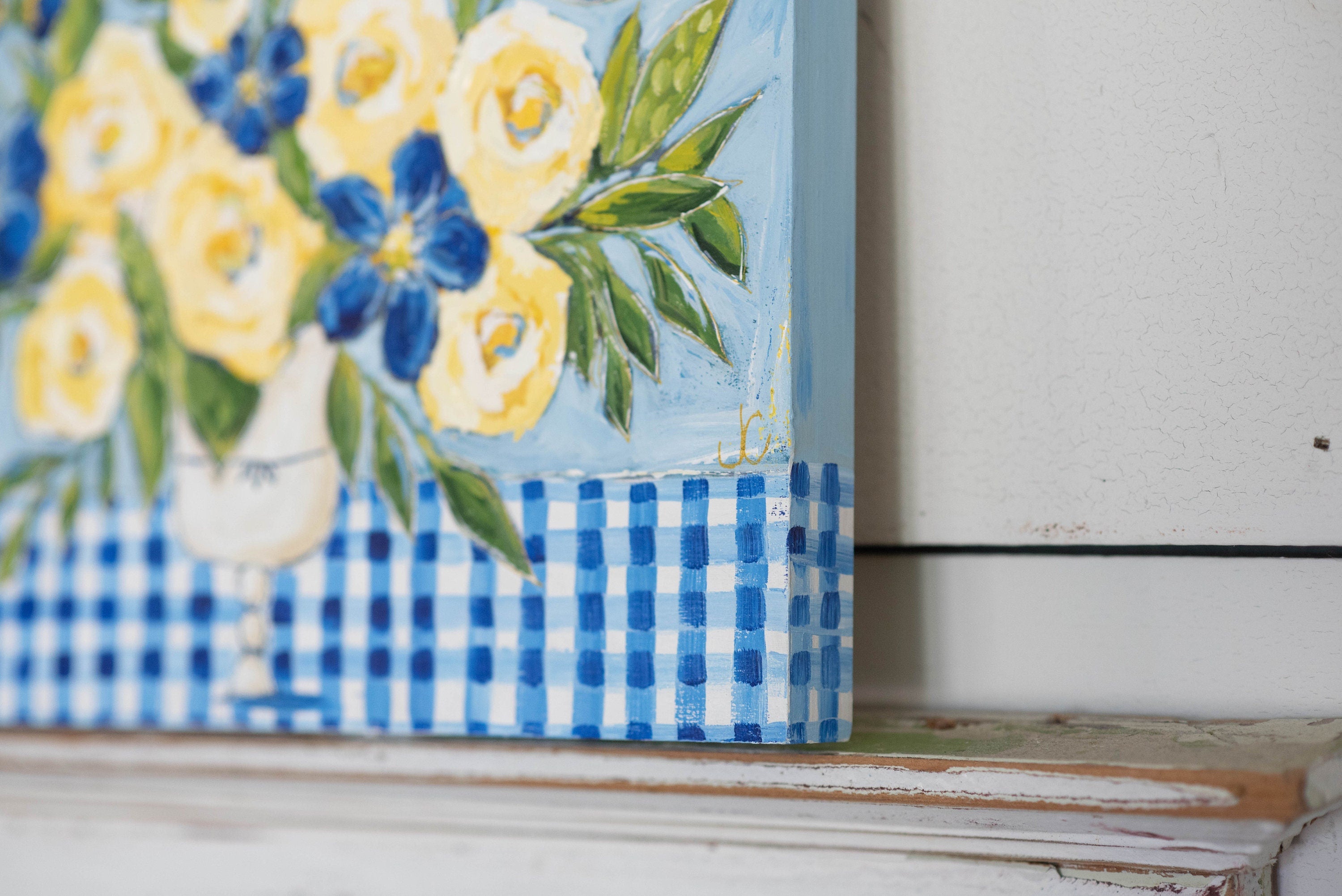 12x12 "Gingham Roses"