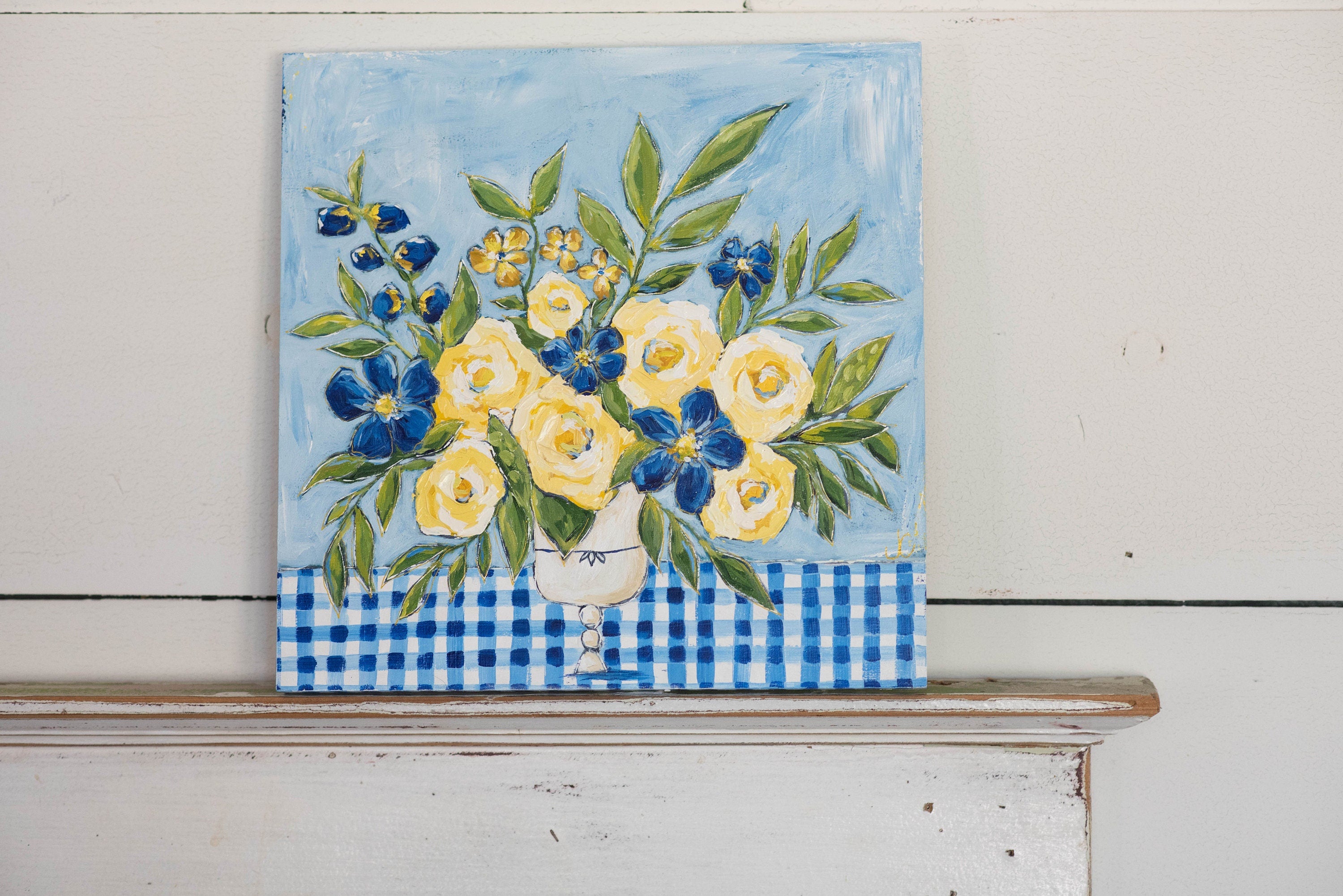 12x12 "Gingham Roses"