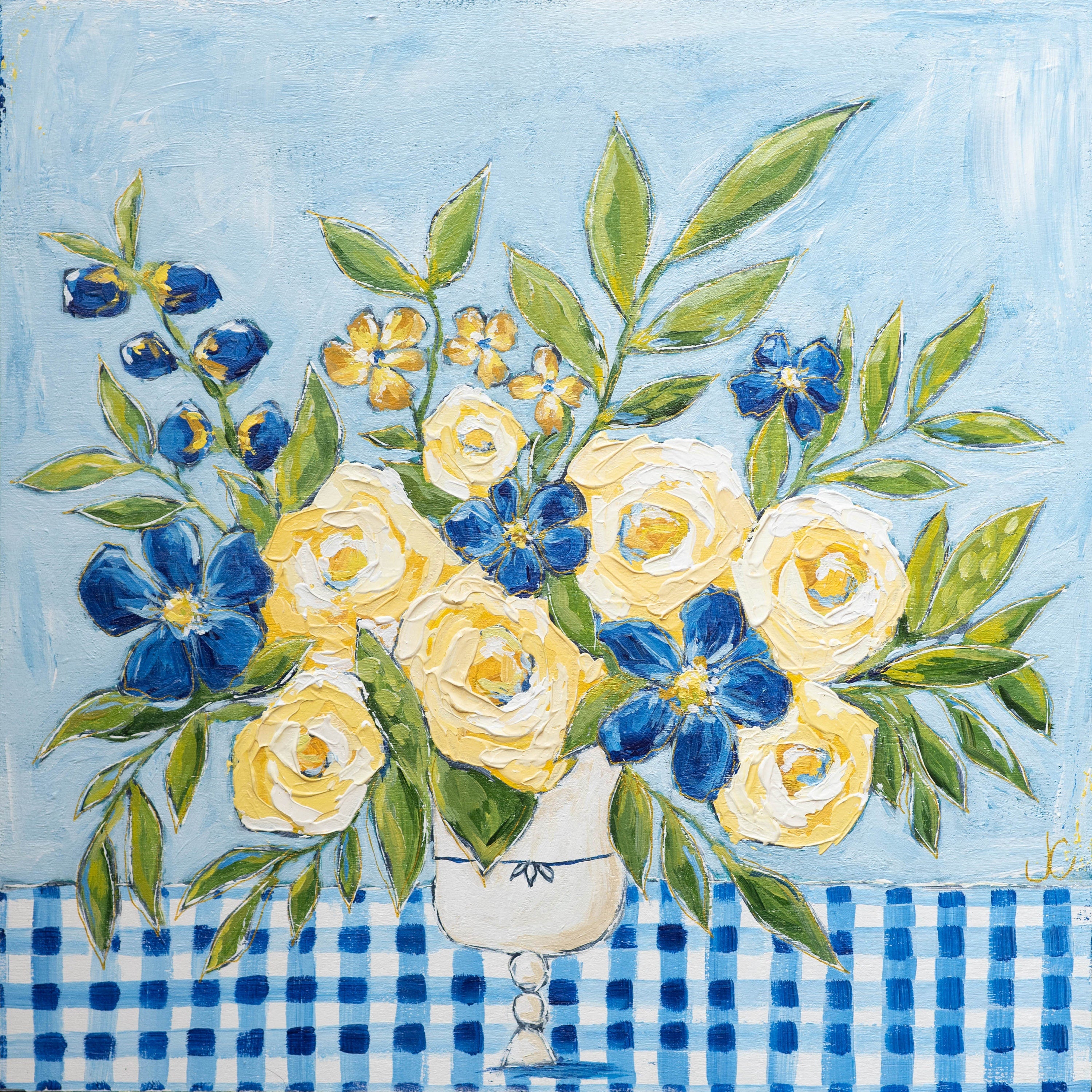 12x12 "Gingham Roses"